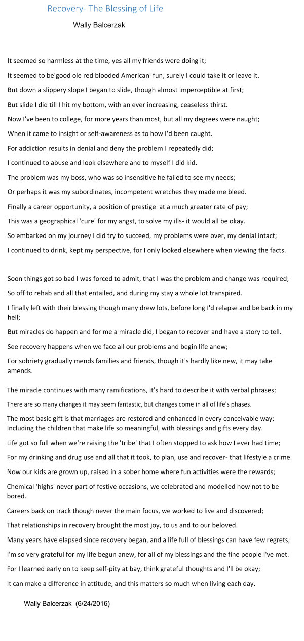 Poem by Wally Balcerzak